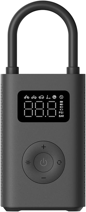 Xiaomi Portable Electric Air Compressor 2 - Compresor de aire portátil (0.2 10.3 bar/3-150 psi, 6 modos, batería de 2000mAh, 14.4Wh, carga USB-C, pantalla LED), negro (Versión ES)